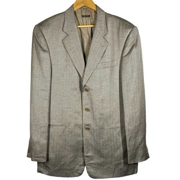 Giorgio Armani Borgo 21 Linen Blend Sport Coat Blazer in Tan Size 52R - Picture 1 of 9